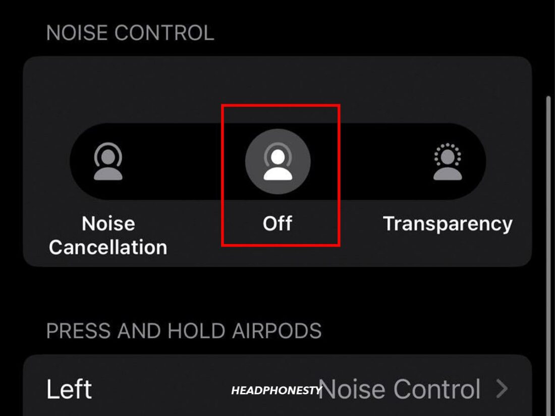 Select Off under Noise Control