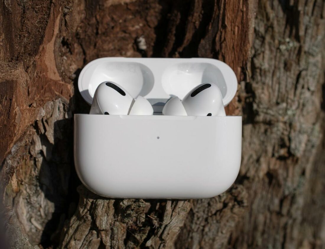 A pair of AirPods Pro with the lid open, ready to connect. (From: Pixabay)