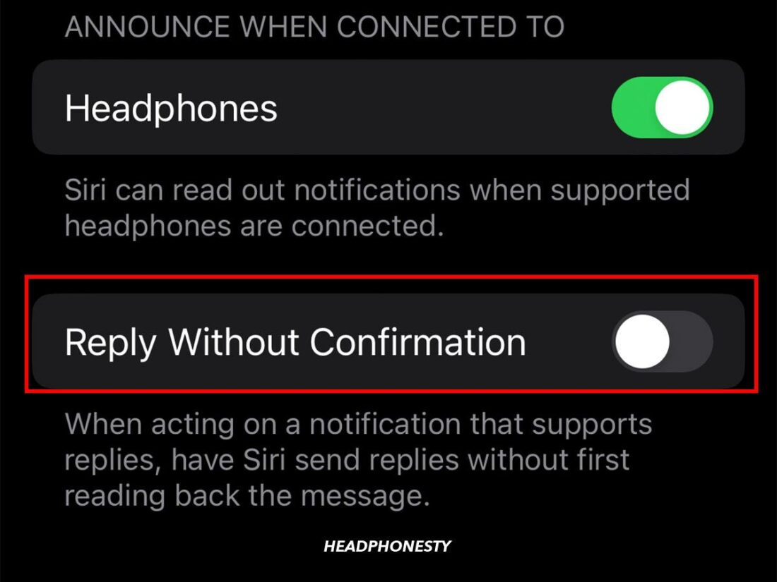 Toggle 'Reply Without Confirmation'