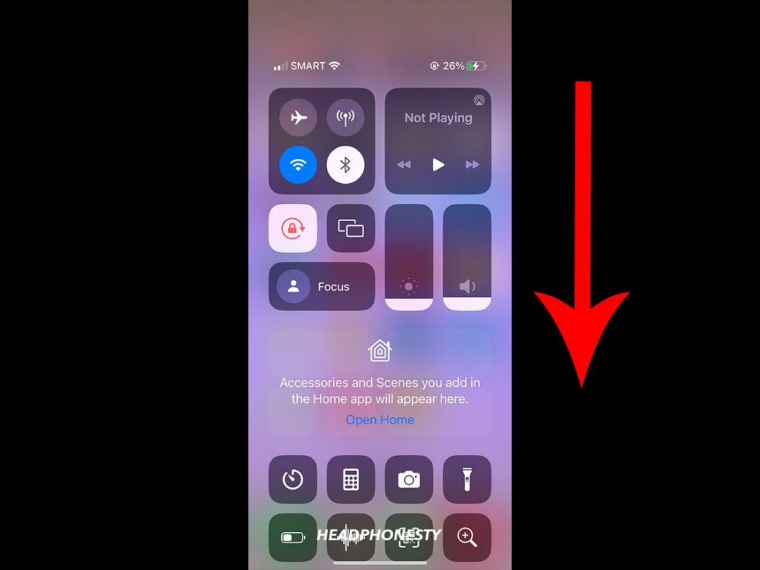 Opening the iOS Control Center