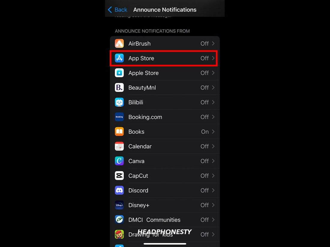 Selecting App store from the list of compatible apps
