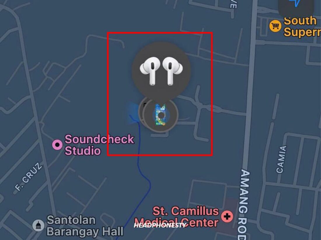 AirPods' current location