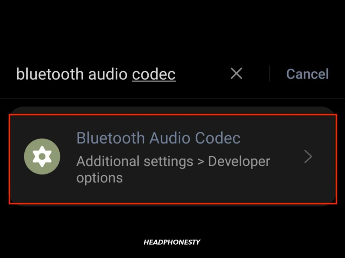 Bluetooth Audio Codec highlighted.
