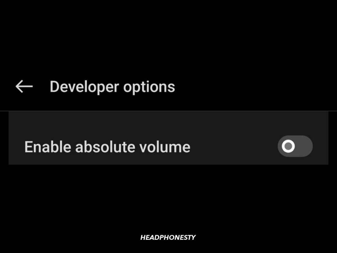 Enable Absolute Volume toggle switch.