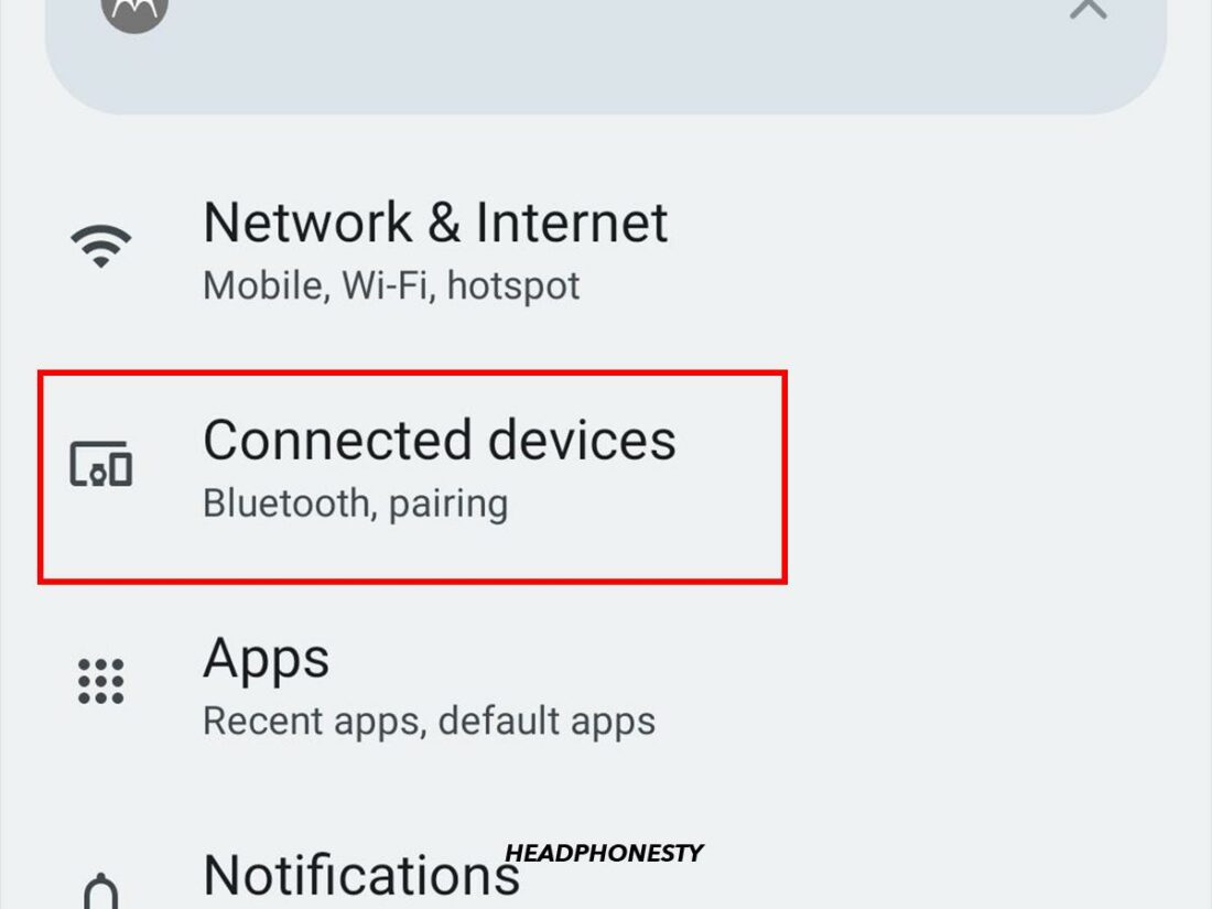 Connected devices option