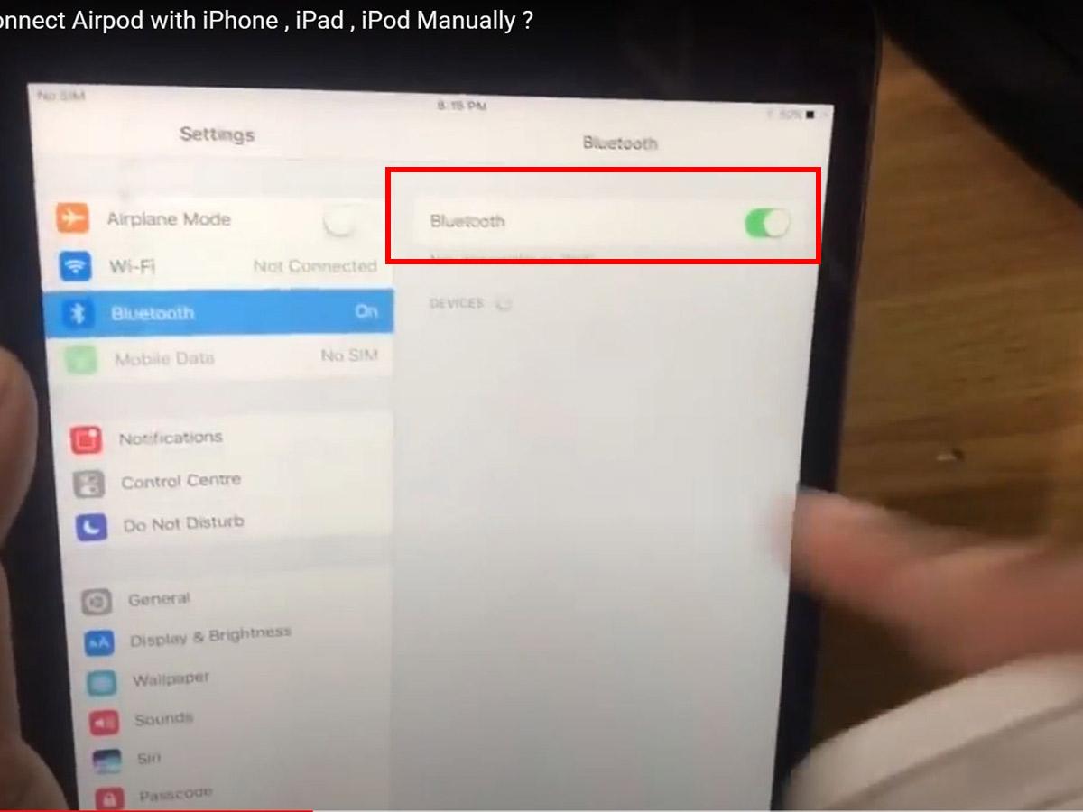 Turning on Bluetooth on your iPad (From: YouTube:/AppleDoubts)