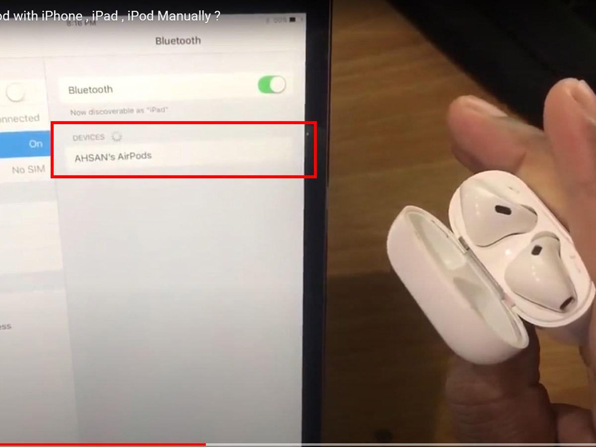 Connecting AirPods to iPad (From: YouTube:/AppleDoubts)