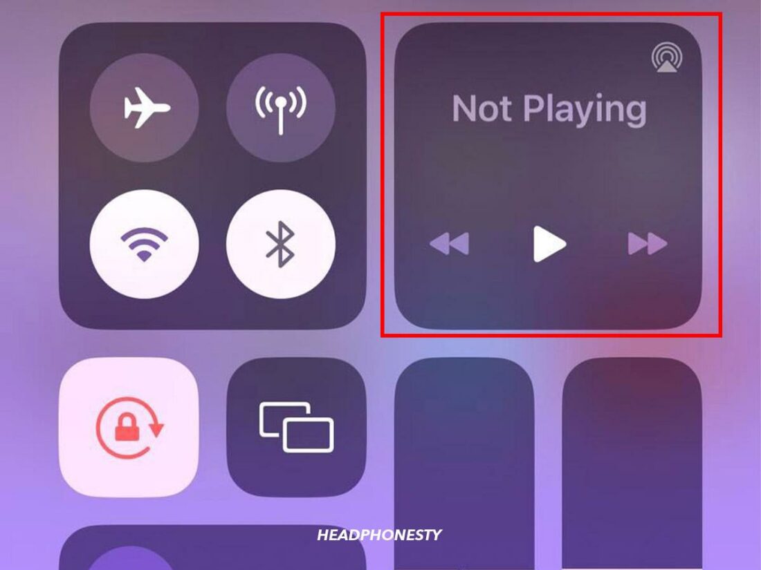 AirPlay section on iOS Control Center