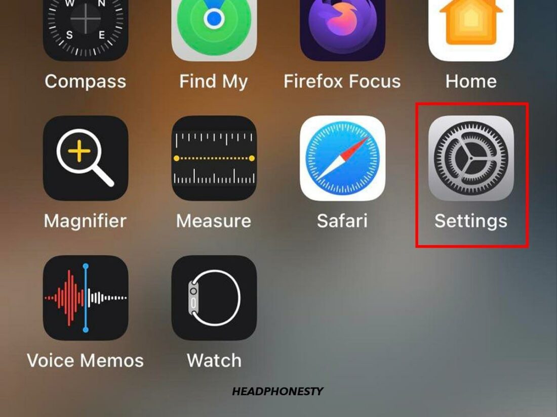 Settings icon on iOS