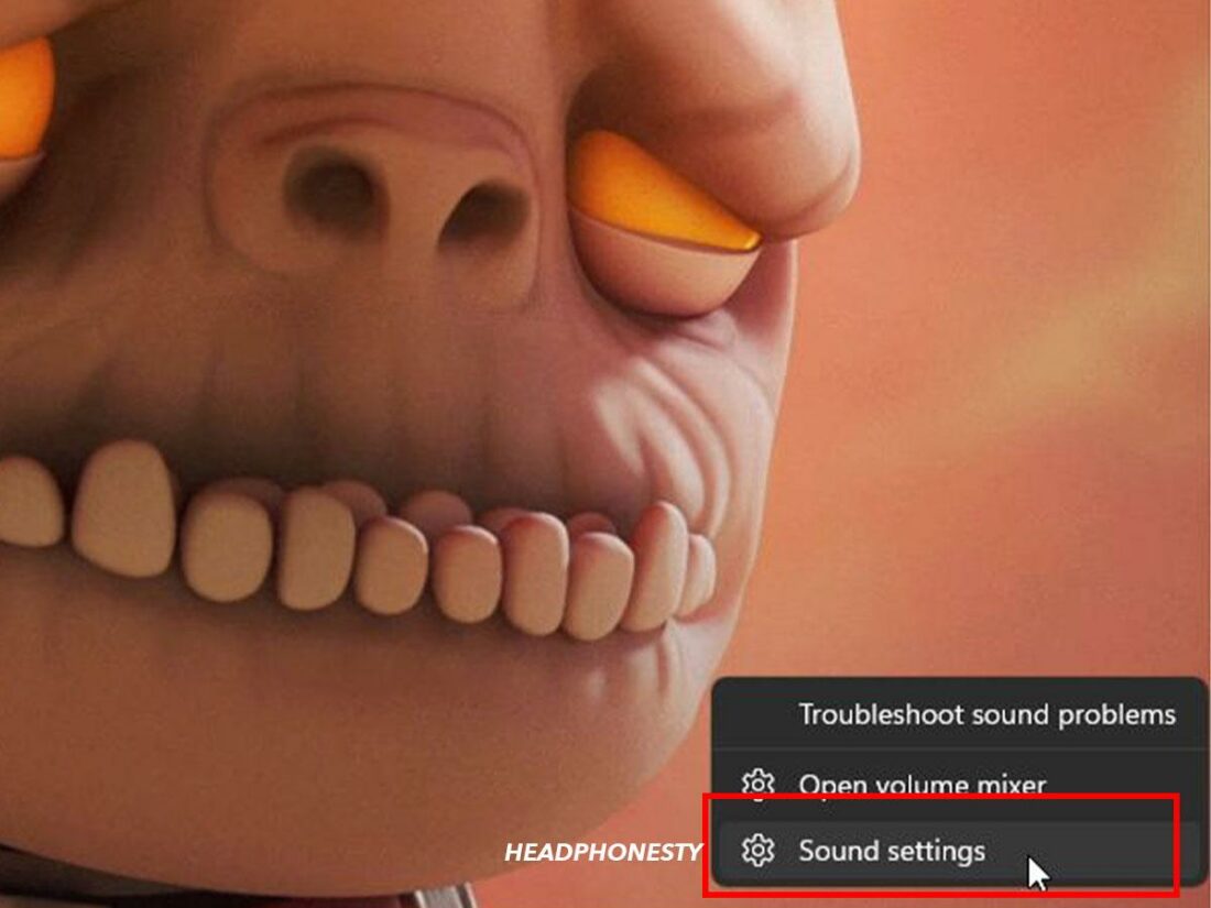 Accessing Sound settings