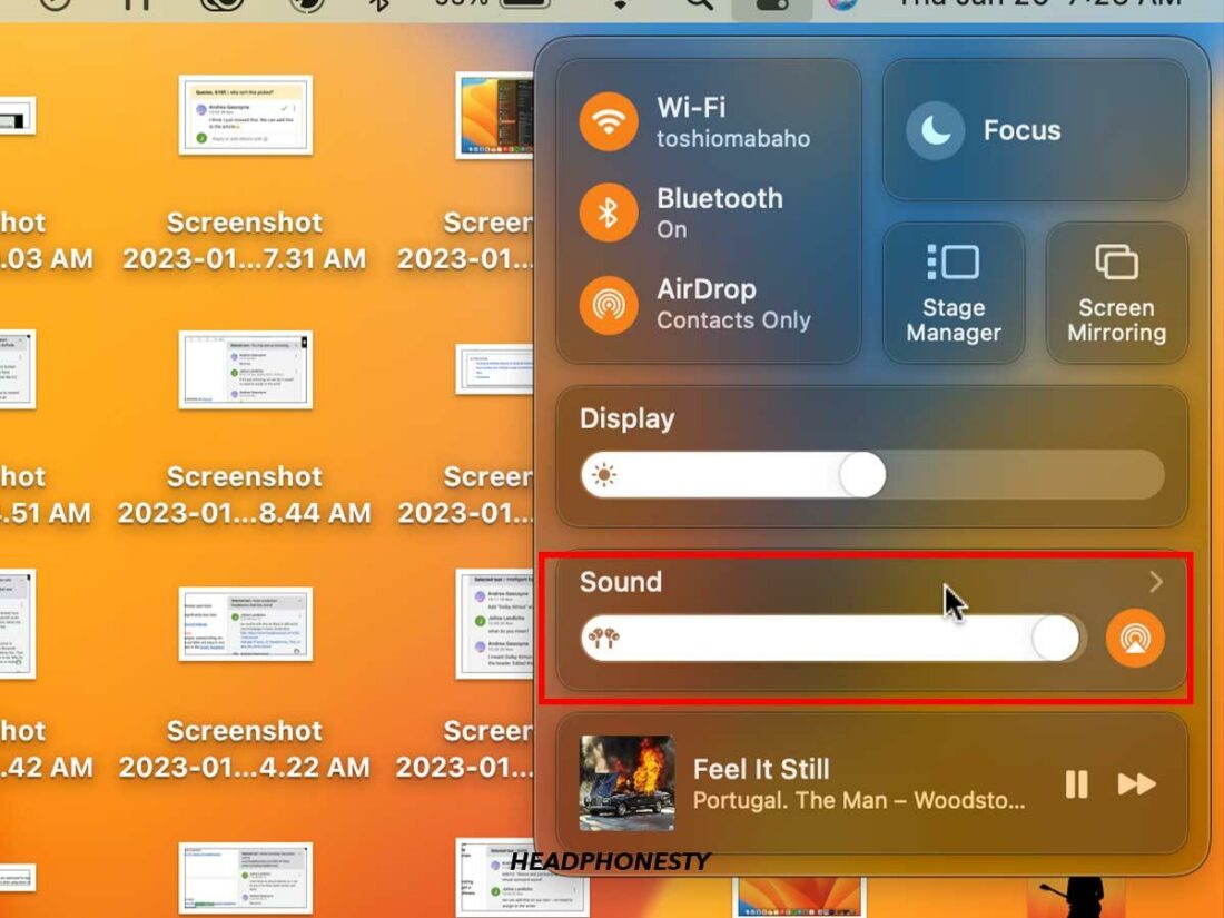 Volume slider on Mac