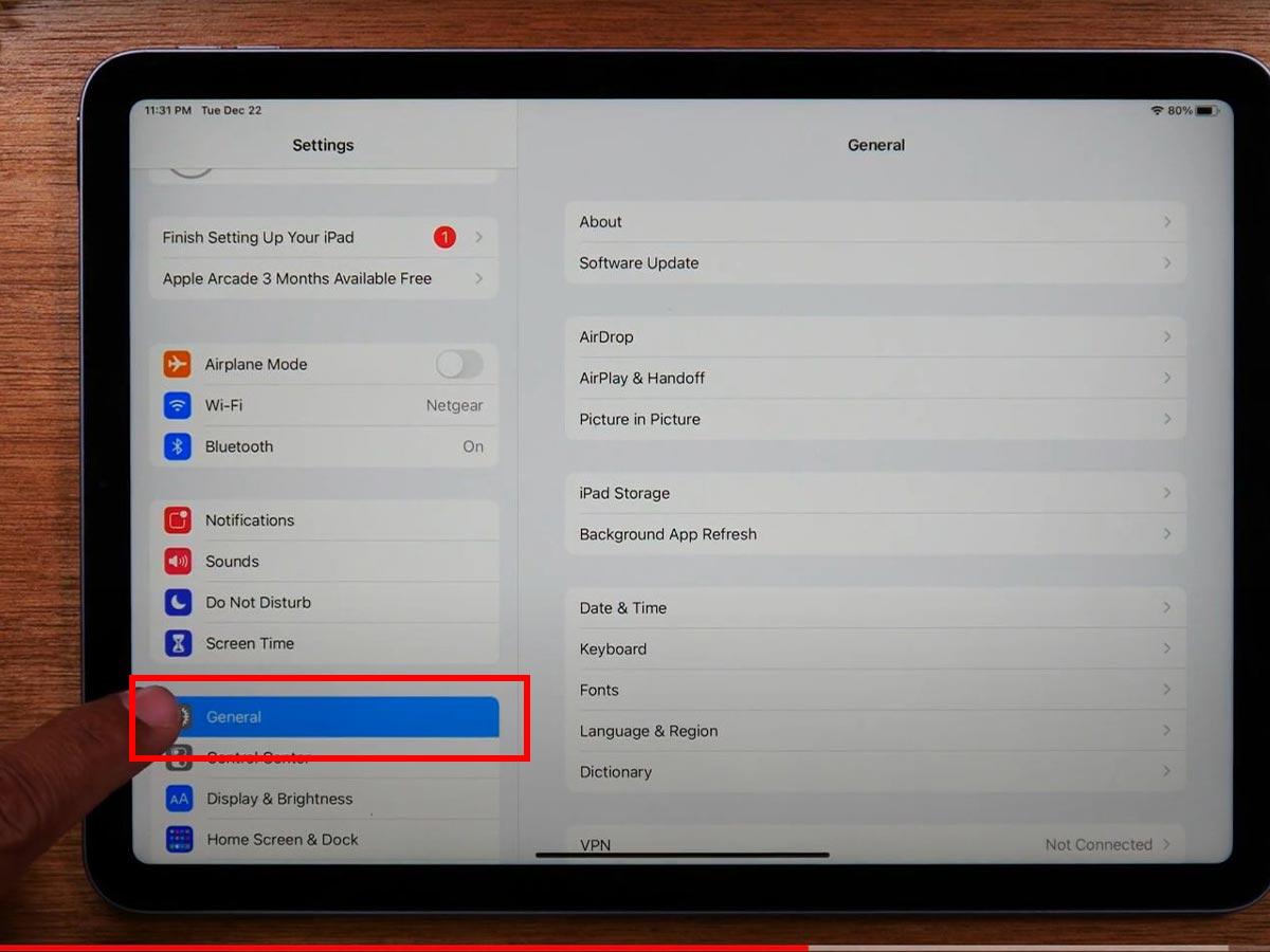 Go to settings and select general. (From: YouTube/H2TechVideo)