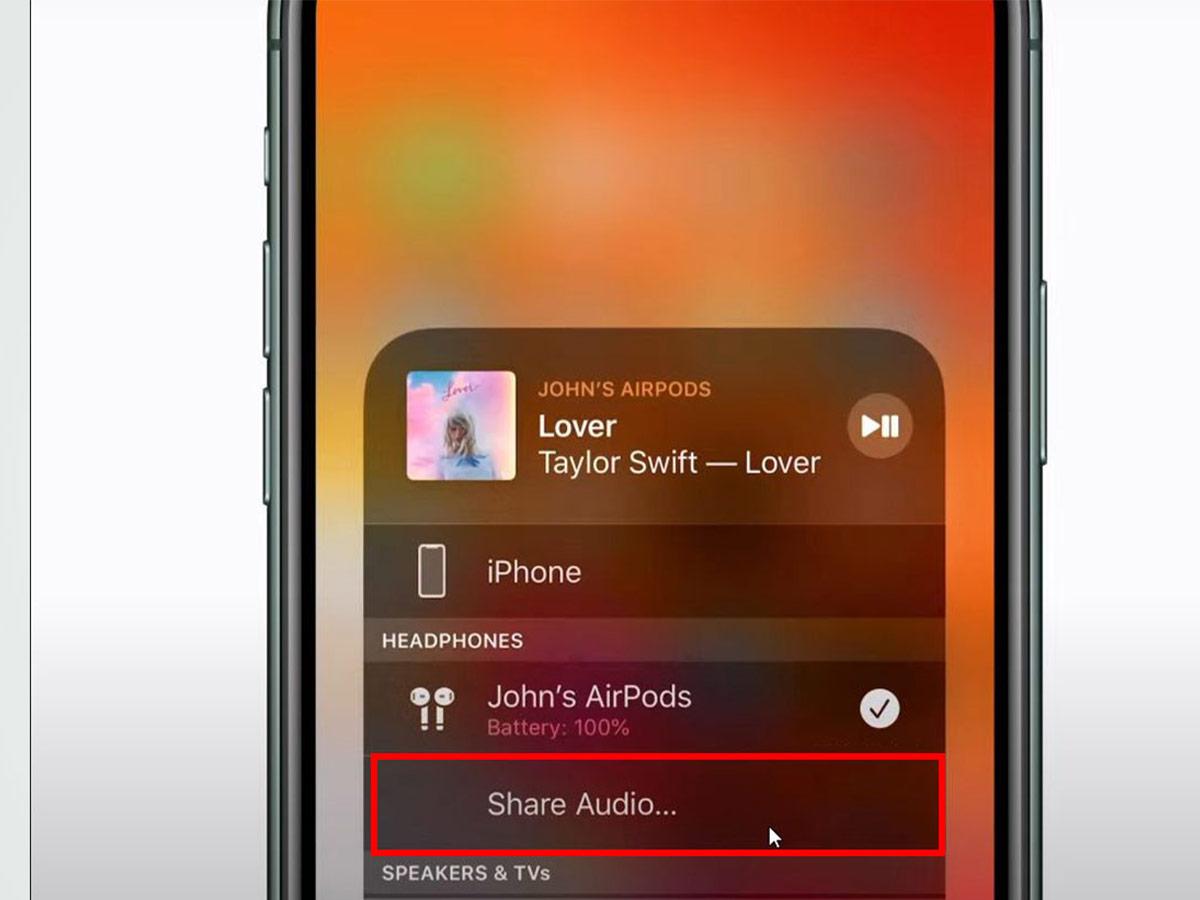 Sharing Audio via Control Center (Youtube/ Apple Support)