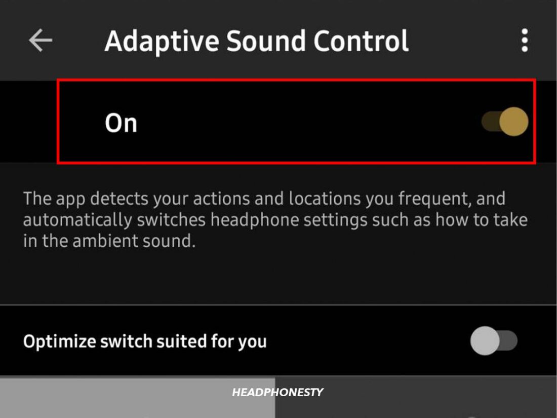 Turning on the Adaptive Sound Control