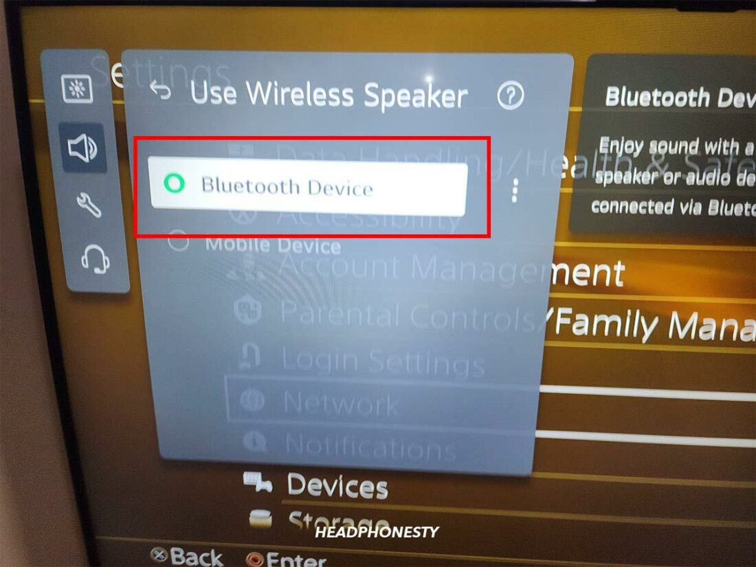 Enabling Bluetooth connection on TV