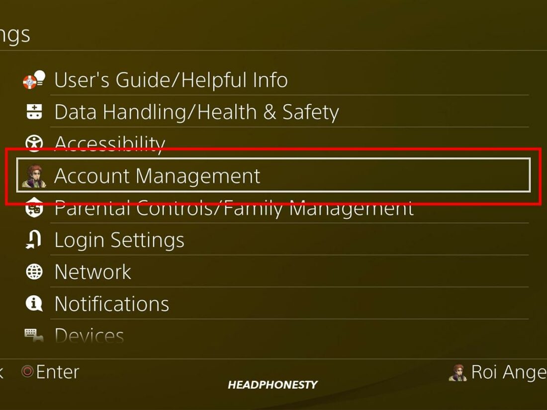 Accessing Account Management on PS4