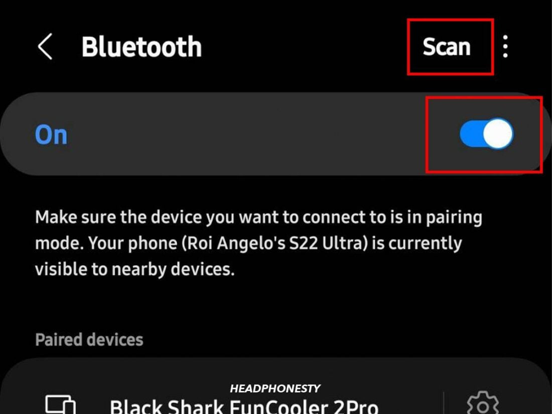 Activating Bluetooth scan