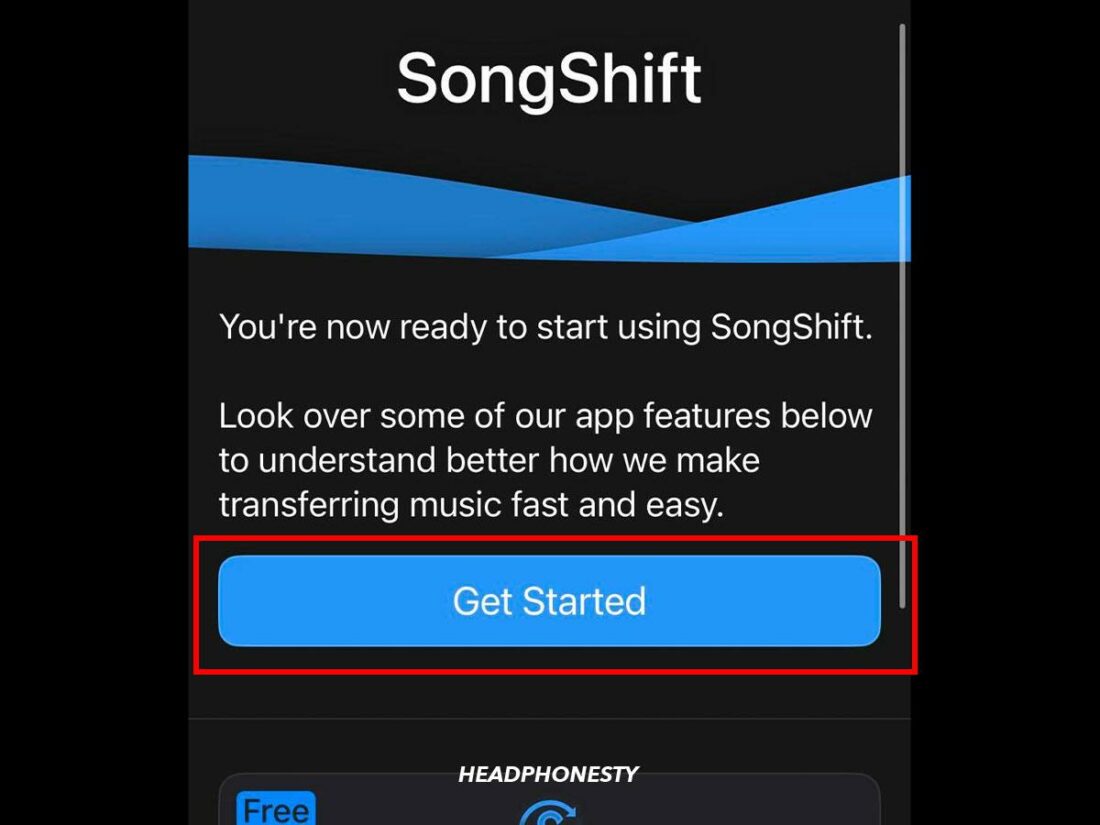 Starting transfer of playlists via SongShift