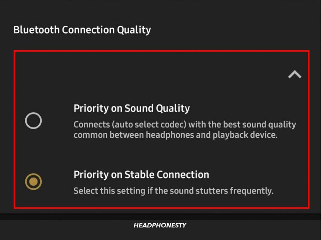 Prioritizing connection stability over sound quality