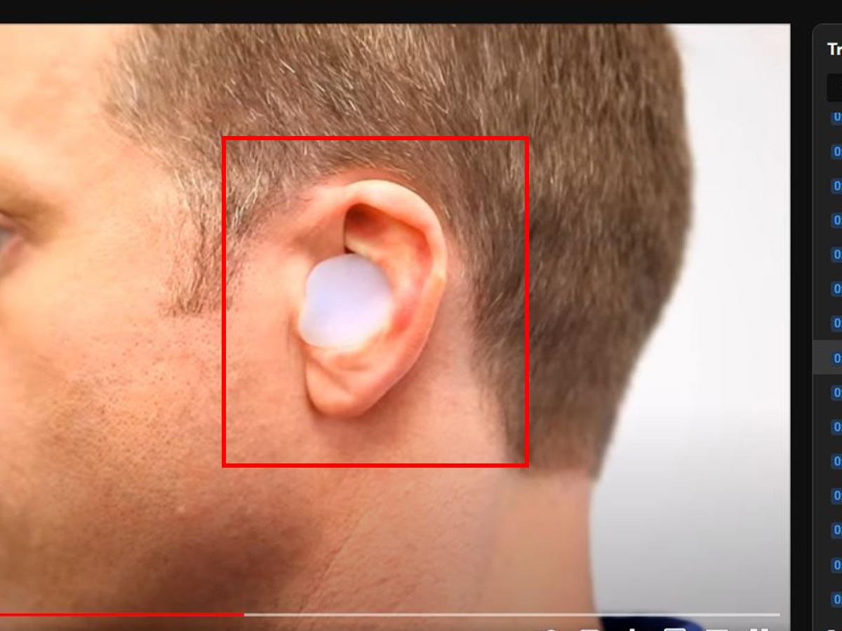 Inserting the putty into the ear canal (From: Youtube/Mack's Earplugs)