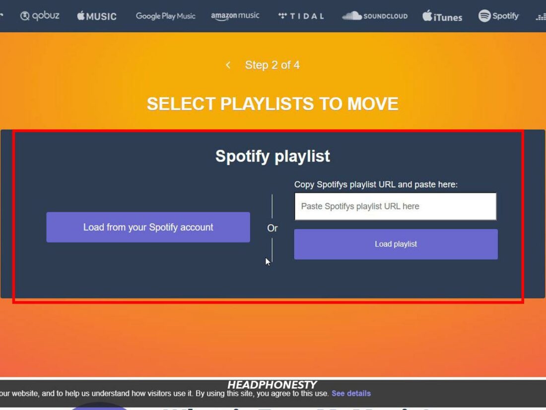 Select playlist to move
