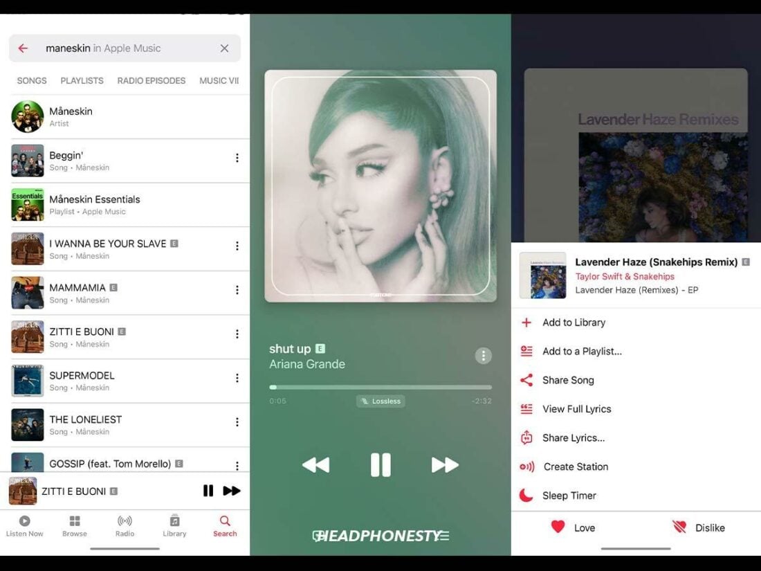Apple Music 'Now Playing' screen.
