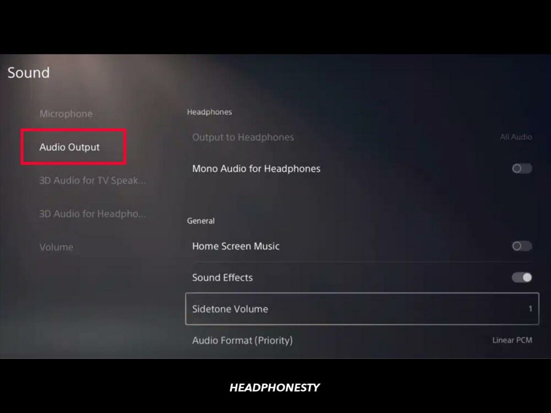 Audio Output on PS5.