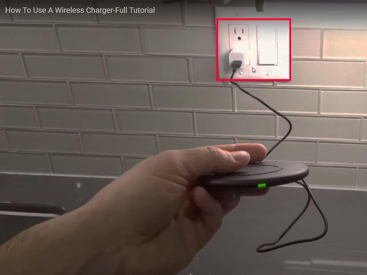 Plug in your wireless charger mat in a power outlet. (From: Youtube/Helpful DIY)