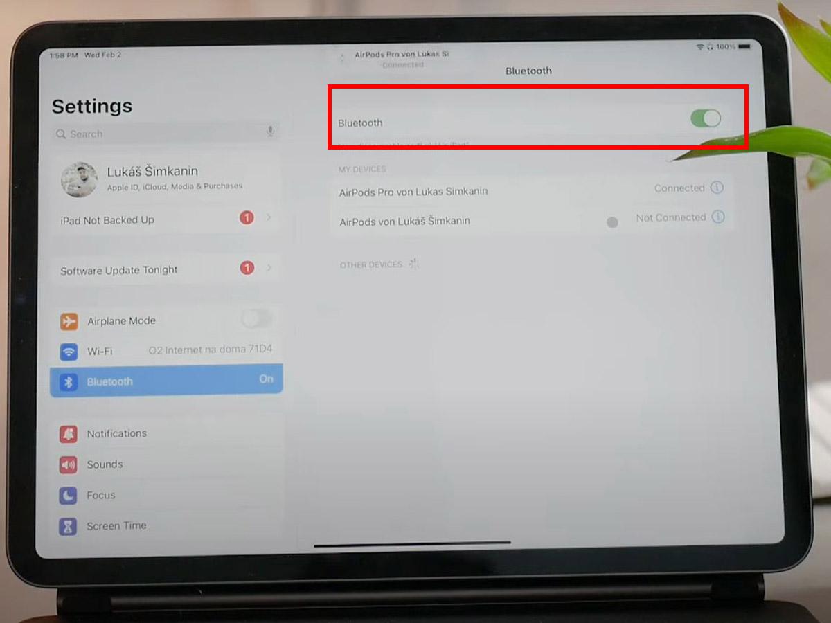 iPad Bluetooth setttings (From: Youtube/Foxtecc)