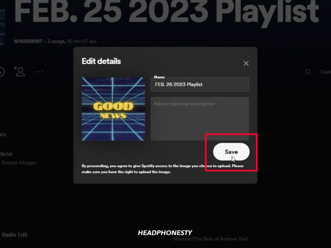 Changing playlist name on Spotify desktop