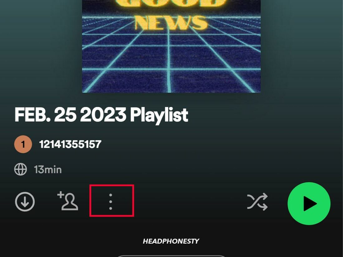 Click on the three dots below the playlist name.