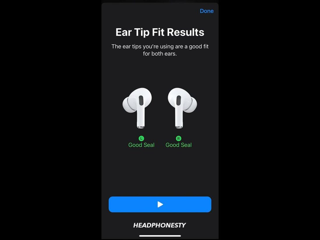 Ear Tip Fit Test results