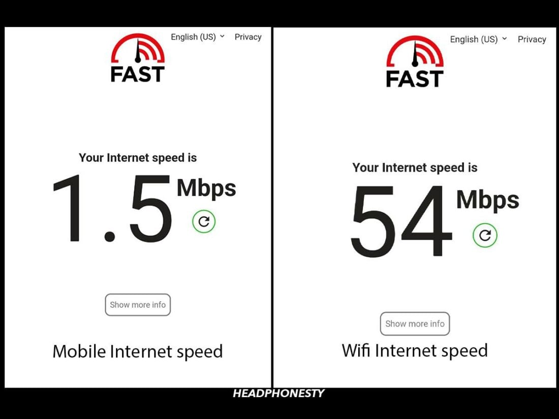Internet speed on mobile vs on WiFi.