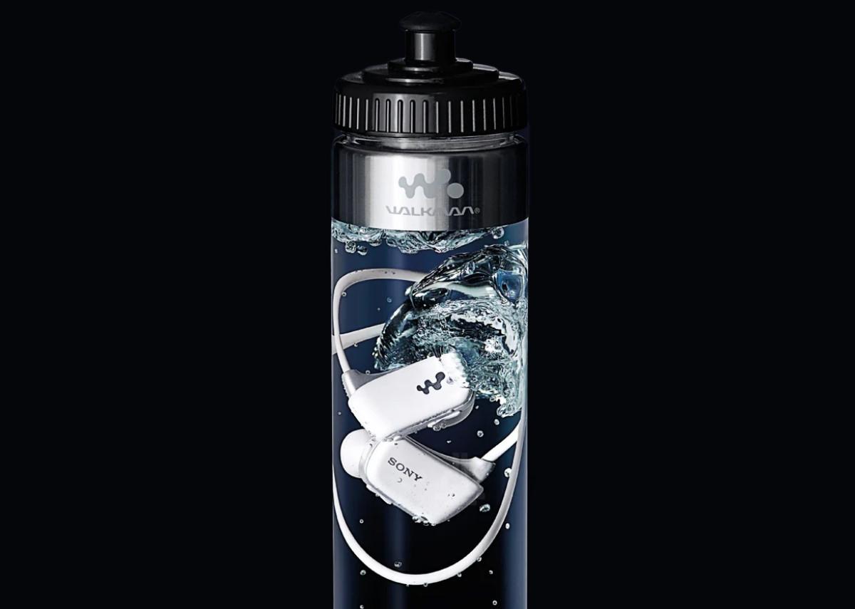 The Sony W Series Walkman inside a water-filled bottle (From: DraftFCB).