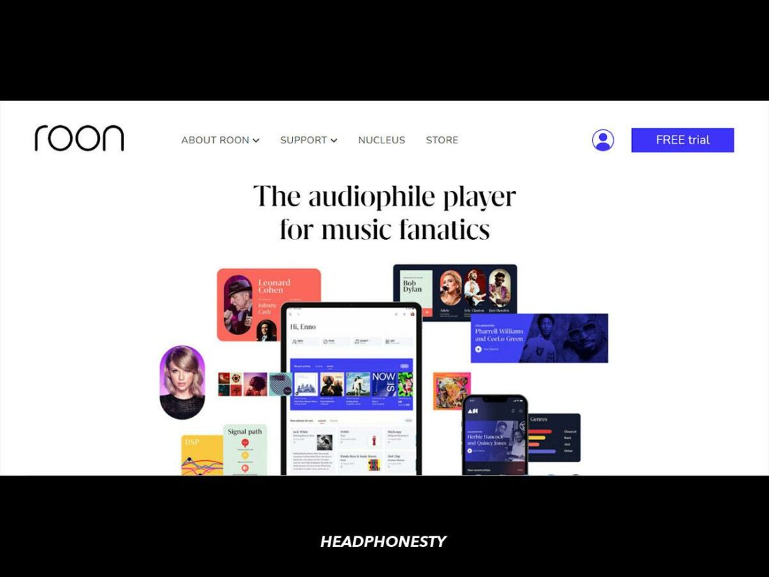 The Roon homepage.