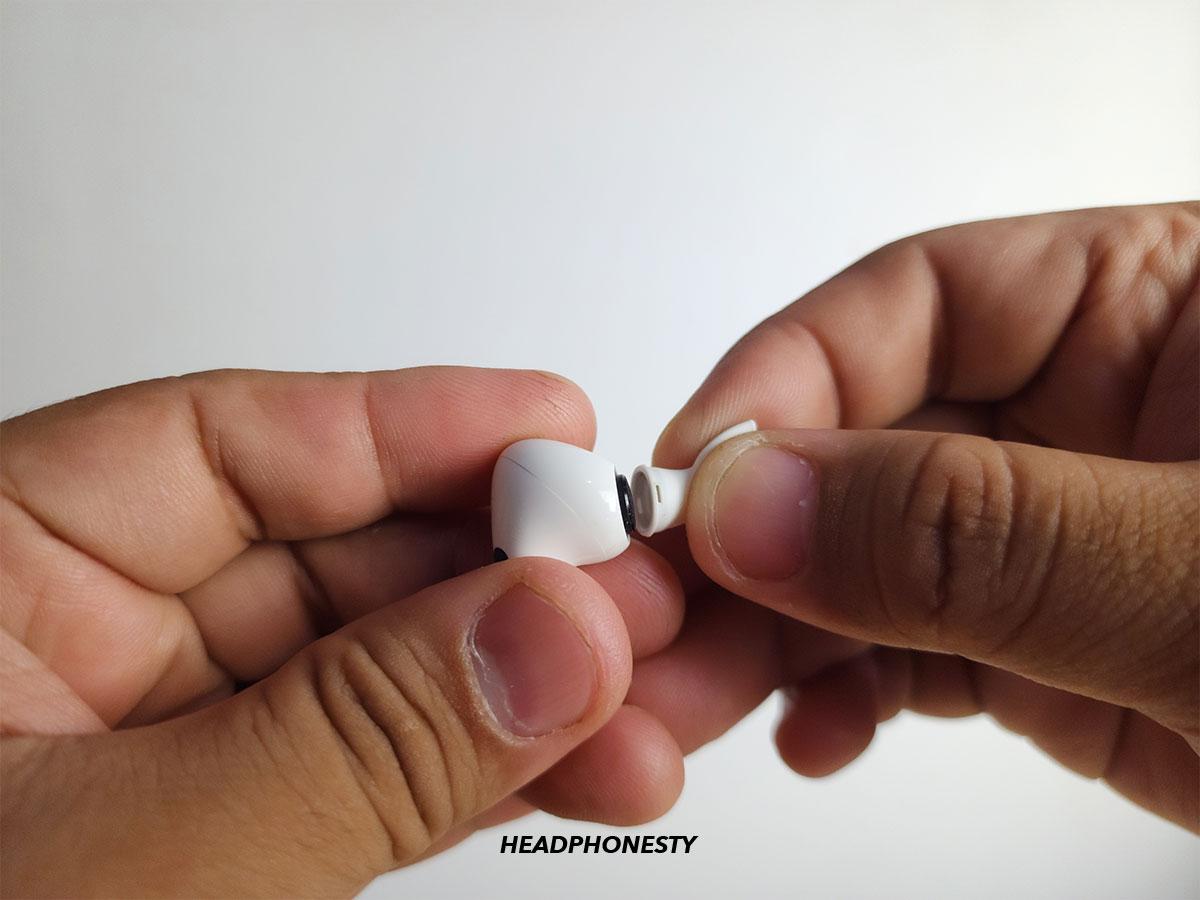 Removing an AirPods Pro ear tip