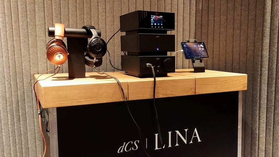 The dCS Lina is at the top tier of personal audio systems, accompanied here by the Focal Stellia and Utopia.