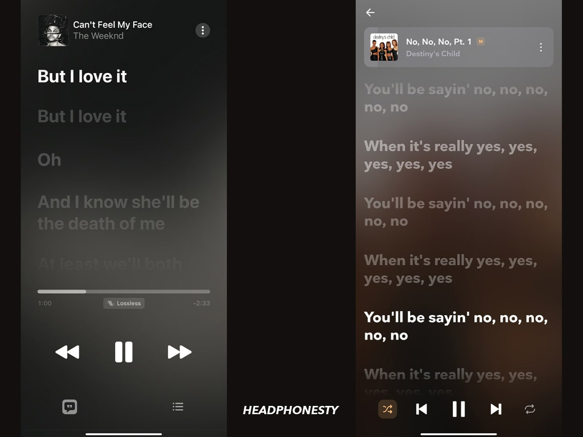 Apple Music vs Tidal Lyrics