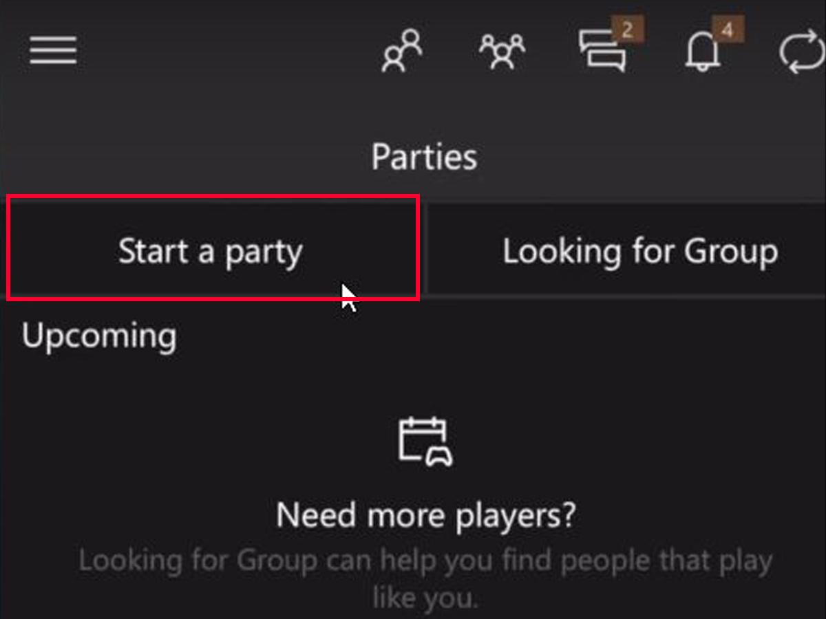 Select Start a Party. (From: Youtube/Galactic Grizzly)