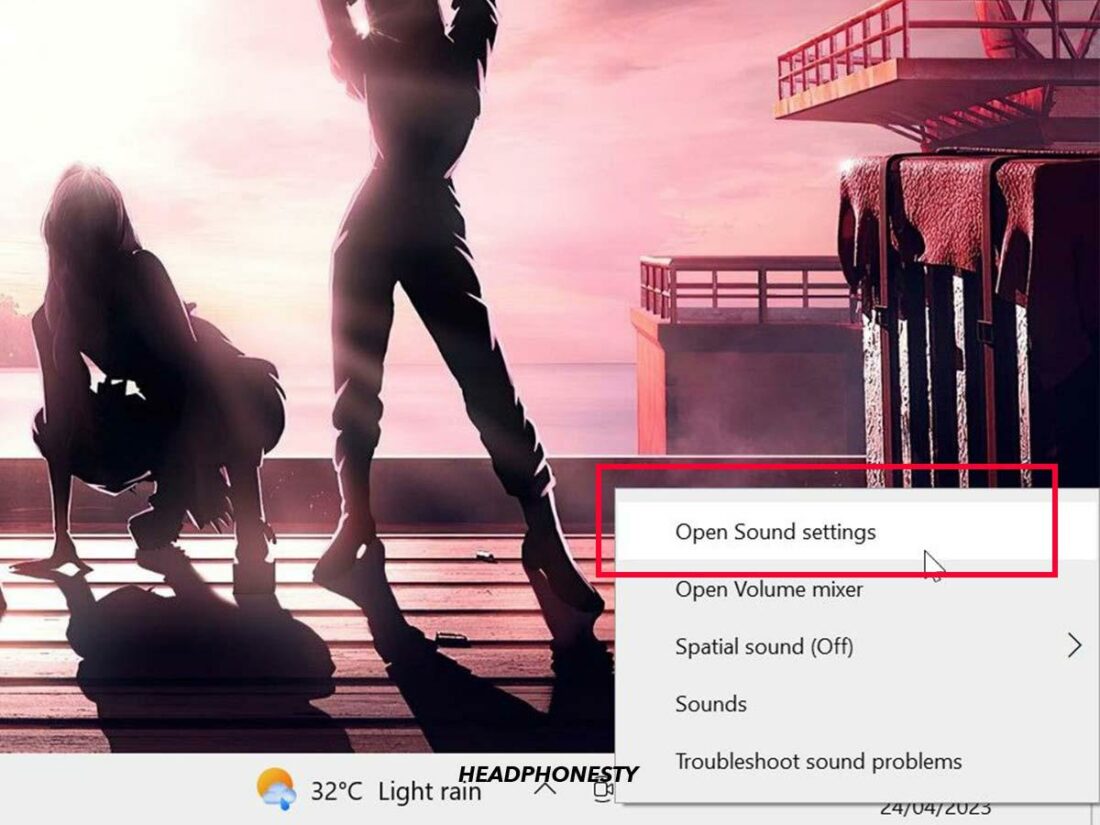 Opening Sound Settings.