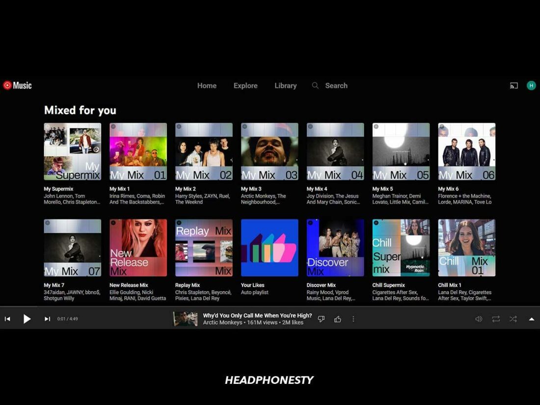 YouTube Music offers a wide variety of personalized mixes.