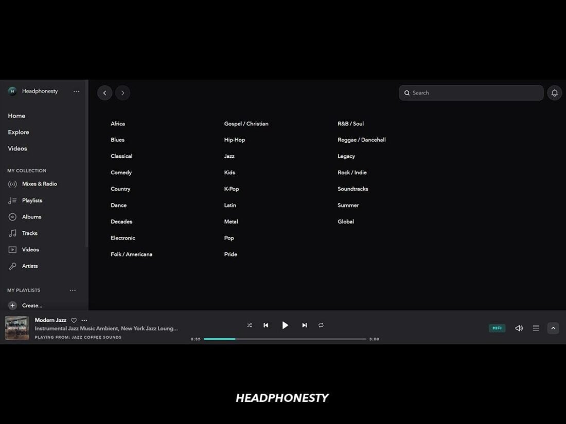 Tidal offers a variety of music genres to peruse.