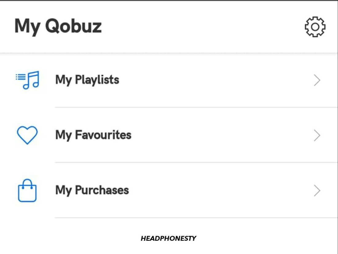 The 'My Qobuz' tab of the Qobuz mobile app.