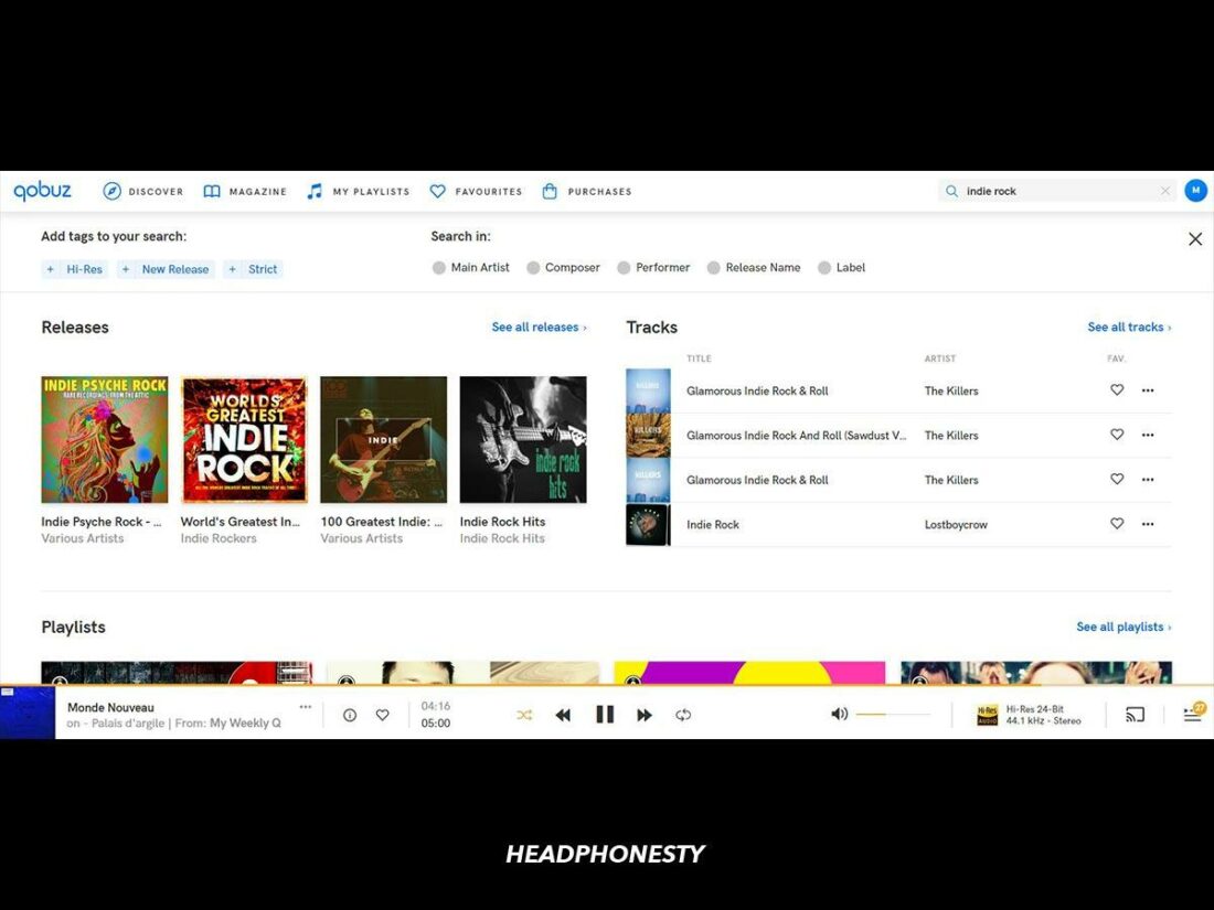 The Search function on Qobuz can aid music discovery.