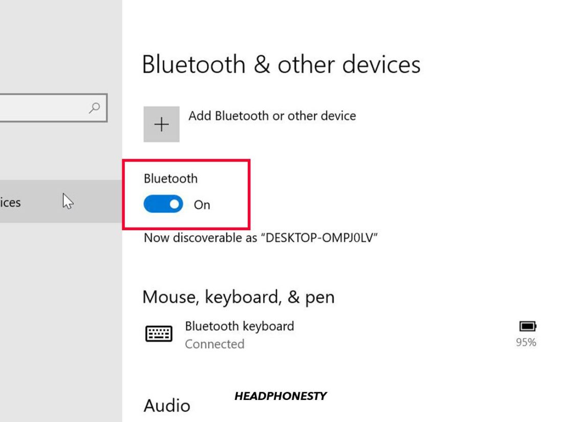Turn on the Bluetooth toggle switch.