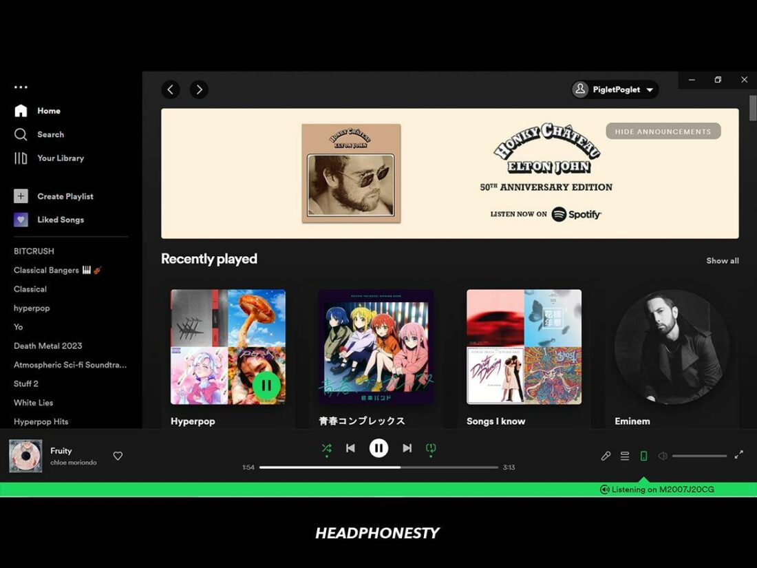 The design of the Spotify desktop app.