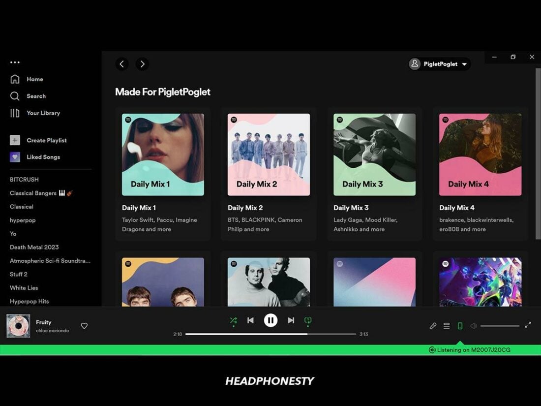 The 'Made for You' section of the Spotify homepage.