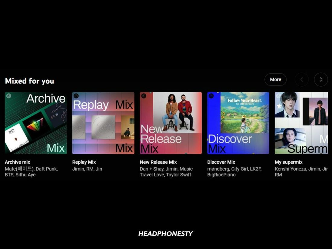 Personalized mixes on YouTube Music.