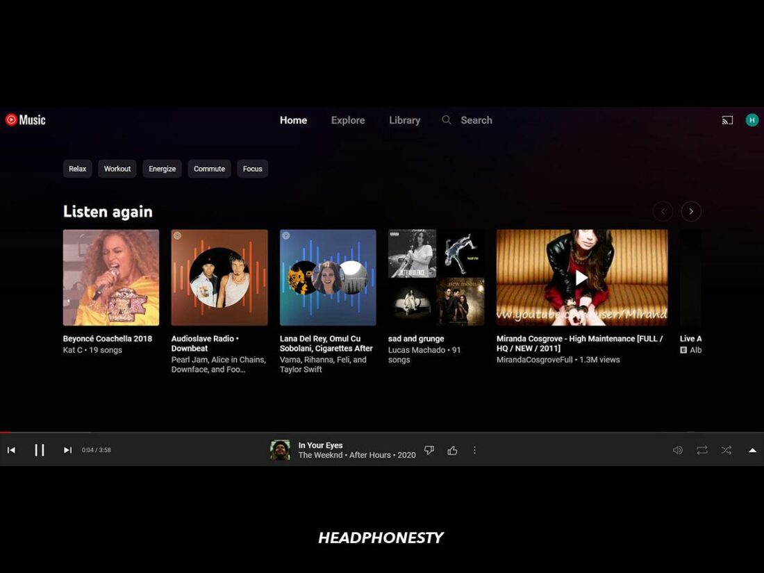 YouTube Music is easy to navigate on web.