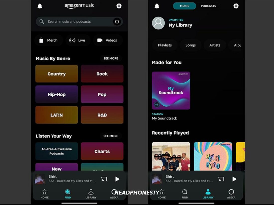 A quick look at the Amazon Music user interface on the mobile app.